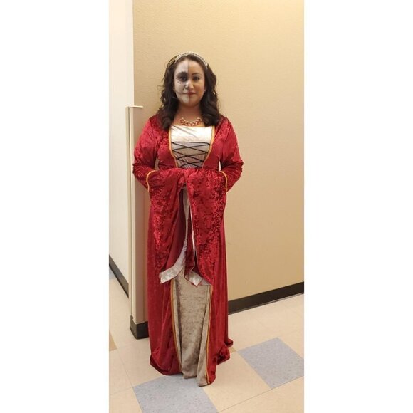 Medieval Victorian Long Dress Red Cosplay Irish Costume Halloween Viking Fun NWT - Picture 9 of 11